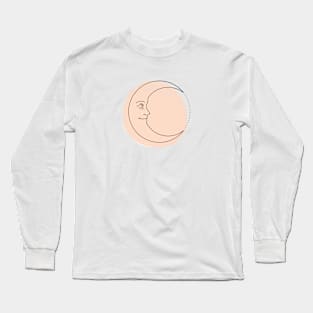 Boho Moon artwork fine line drawing Long Sleeve T-Shirt